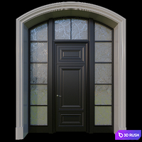 Entrance door with stained glass 3D Model Corona