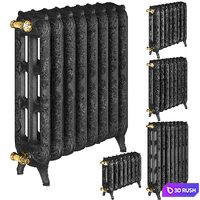 Classic Cast Iron Radiator Black Low-poly 3D Model Vray, Corona