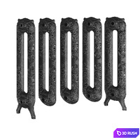 Classic Cast Iron Radiator Black Low-poly 3D Model Vray, Corona
