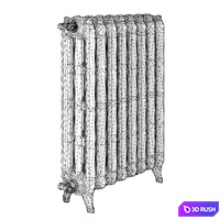 Classic Cast Iron Radiator Black Low-poly 3D Model Vray, Corona