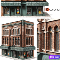 Brick building 3D Model Corona