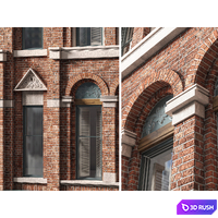Brick building 3D Model Corona