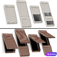 Roof windows skylights with roll shutter 3D Model Vray, Corona