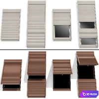 Roof windows skylights with roll shutter 3D Model Vray, Corona