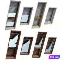 Roof windows skylights with roll shutter 3D Model Vray, Corona