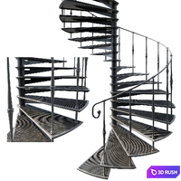Metal spiral staircase 3D Model Corona