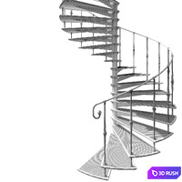 Metal spiral staircase 3D Model Corona