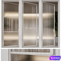 White French door 3D Model Vray, Corona