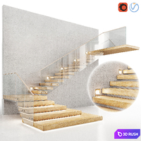 Staircase 3D Model Vray, Corona