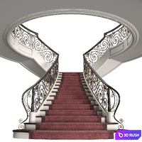 Mansion staircase 3D Model Vray, Corona