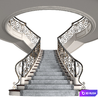 Mansion staircase 3D Model Vray, Corona