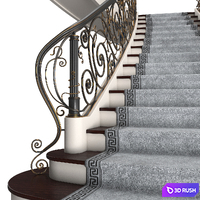 Mansion staircase 3D Model Vray, Corona