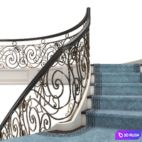 Mansion staircase 3D Model Vray, Corona