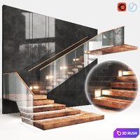 Staircase2 3D Model Vray, Corona