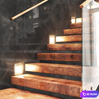 Staircase2 3D Model Vray, Corona