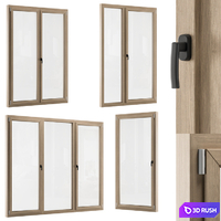 Wooden Window Modern - Windows Set 01 3D Model Vray, Corona