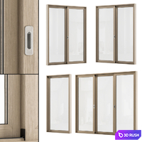 Sliding Wooden Window Modern - Windows Set 02 3D Model Vray, Corona