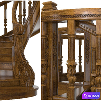 Spiral staircase, classical 3D Model Vray