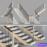 Wooden stairs for a private house 3 3D Model Vray, Corona