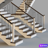 Wooden stairs for a private house 3 3D Model Vray, Corona