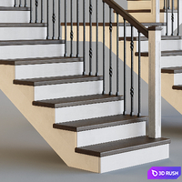 Wooden stairs for a private house 3 3D Model Vray, Corona