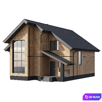 Two-storey wooden house with a complex pitched roof 3D Model Corona