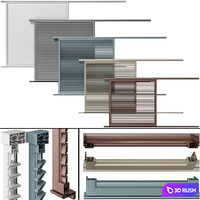 Shutter blind system for windows and doors 3D Model Vray, Corona