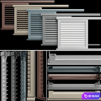 Shutter blind system for windows and doors 3D Model Vray, Corona