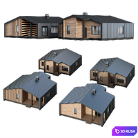 One-story barnhouse in two facade finishes 3D Model Corona