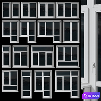 Set of plastic windows 3D Model Vray, Corona