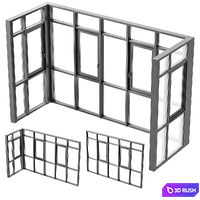 Balcony panoramic glazing 3D Model Vray, Corona