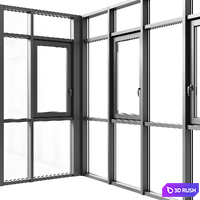 Balcony panoramic glazing 3D Model Vray, Corona