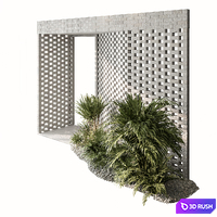 Outdoor Entrance Parametric Brick Wall - Architecture Element 53 3D Model Vray, Corona