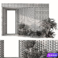 Outdoor Entrance Parametric Brick Wall - Architecture Element 53 3D Model Vray, Corona