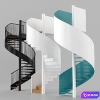 Spiral staircases 3D Model Vray, Corona