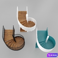 Spiral staircases 3D Model Vray, Corona