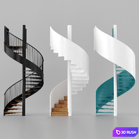 Spiral staircases 3D Model Vray, Corona