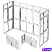 Balcony panoramic glazing 3D Model Vray, Corona