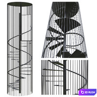 Spiral street fire escape 3D Model Corona