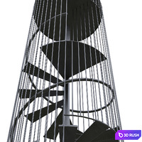 Spiral street fire escape 3D Model Corona