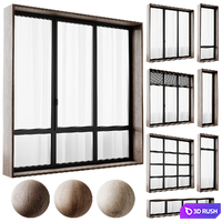 Modern windows 3D Model Vray, Corona