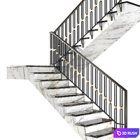 Modern stair staircase in Art Deco style. 3D Model Vray, Corona