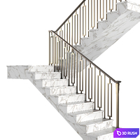Modern marble  stair staircase in Art Deco style 3D Model Vray, Corona