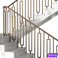 Modern marble  stair staircase in Art Deco style 3D Model Vray, Corona