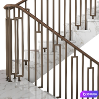 Modern marble  stair staircase in Art Deco style 3D Model Vray, Corona