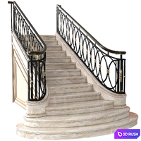 Classic marble staircase in Art Deco style.Modern interior stair 3D Model Vray, Corona
