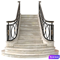 Classic marble staircase in Art Deco style.Modern interior stair 3D Model Vray, Corona