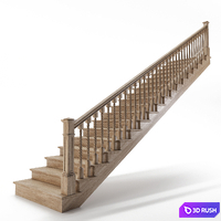 Wooden stairs 3D Model Corona