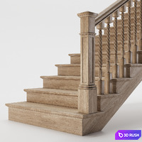 Wooden stairs 3D Model Corona
