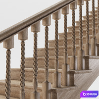 Wooden stairs 3D Model Corona